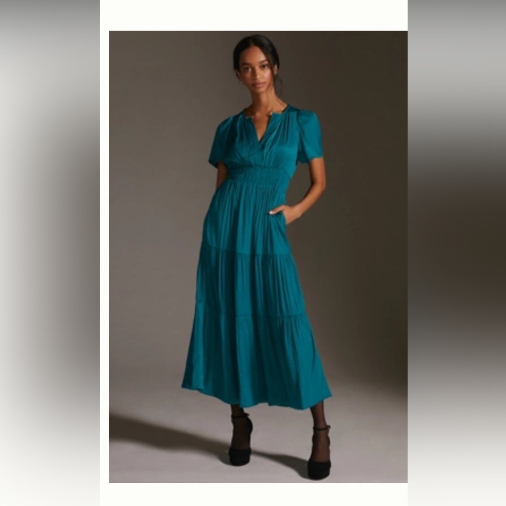 Anthropologie Teal Maxi Dress
